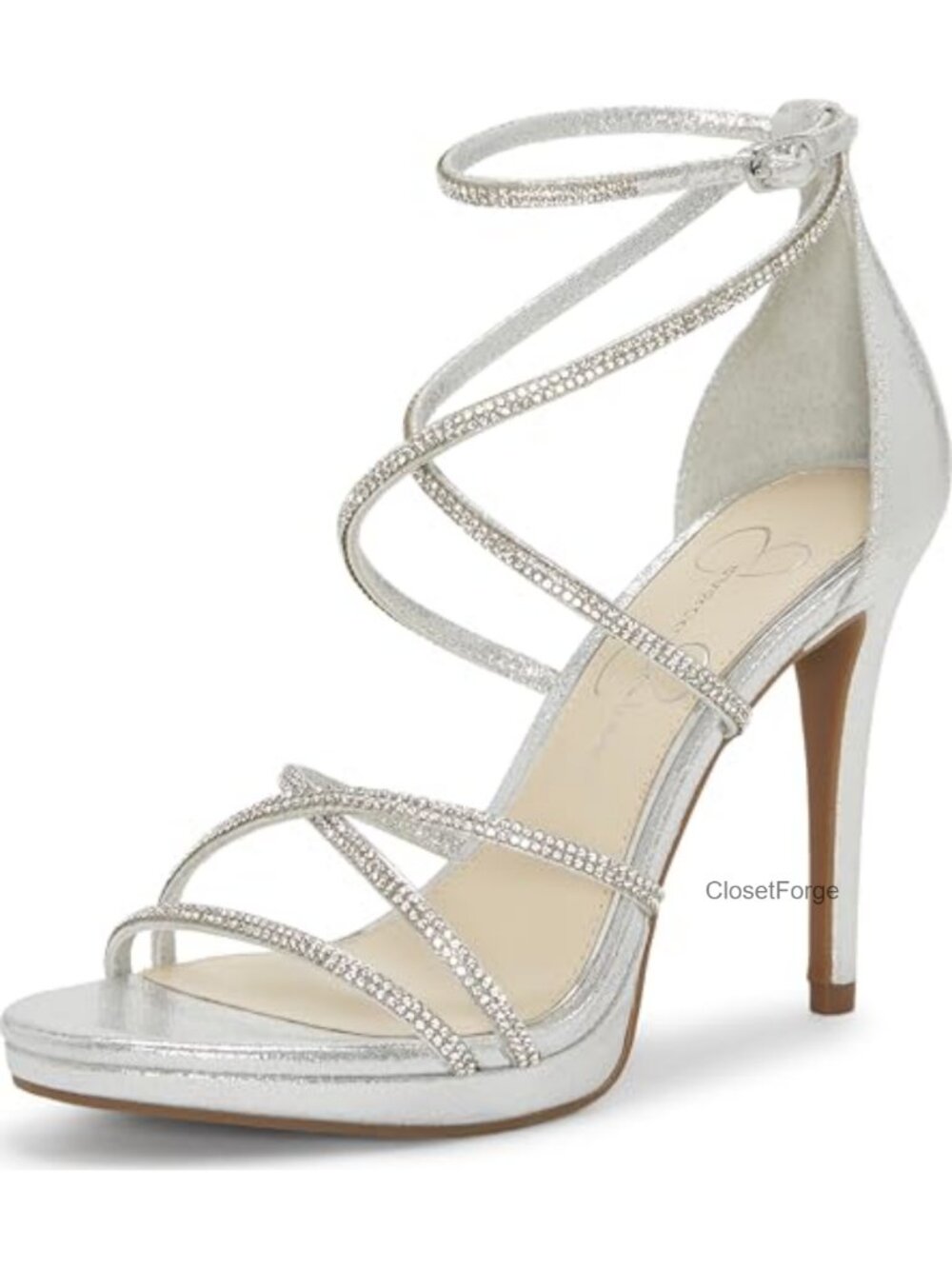 Strappy Crystal Heeled Sandals Open Toe Stiletto Wedding Evening Shoes